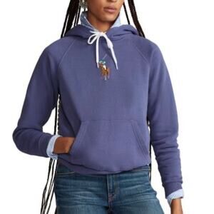 Polo Ralph Lauren Hoodie Sweatshirt Big Pony Purple Womens Size XS
